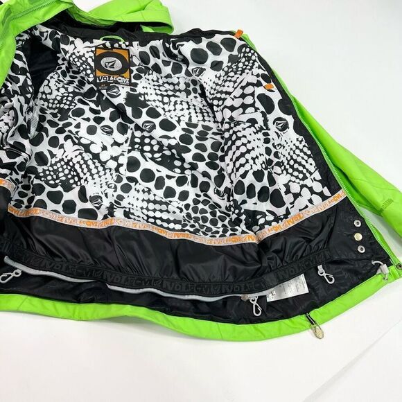 Volcom Nimbus Jacket Womens Small Green Ski Snowboard Hooded Snow guard Full Zip - Picture 10 of 14